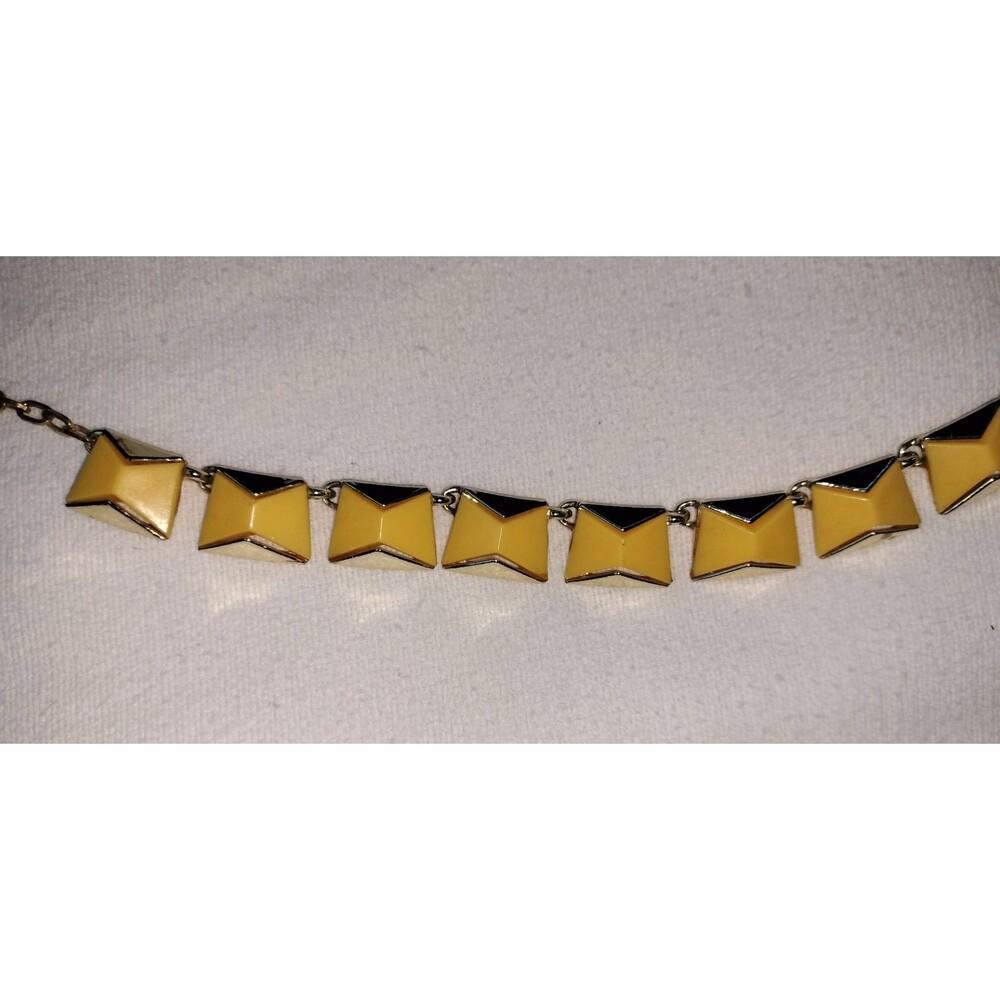 Marigold Yellow Retro Necklace Square Dangle Charms Vintage Lemon Y2K GrannyCore